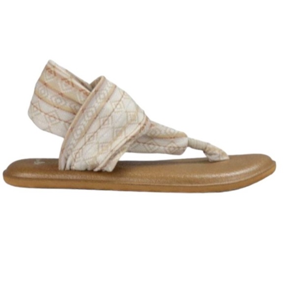 Sanuk Cream And Brown Aztec Print Yoga Slingback Sandals - Picture 1 of 10